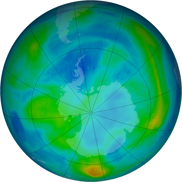 Antarctic ozone map for 29 April 1998